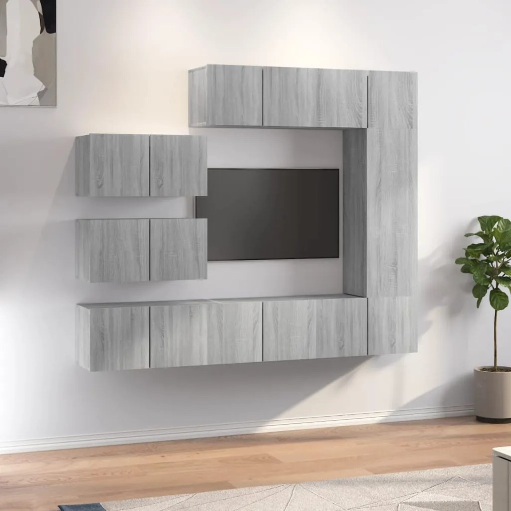 vidaXL Σετ Επίπλων Τηλεόρασης 8 Τεμ. Γκρι Sonoma Επεξεργασμένο Ξύλο