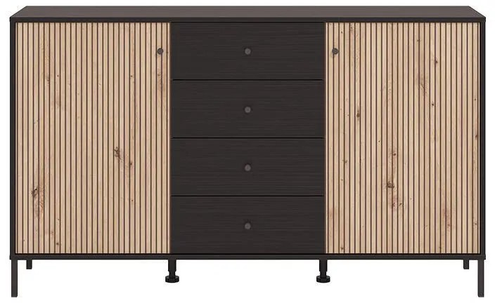 Κομότα - Μπουφές Correze 3K4F Μαύρο Δρύς -Artisan Oak 157x40x93 εκ. 157x40x93 εκ.