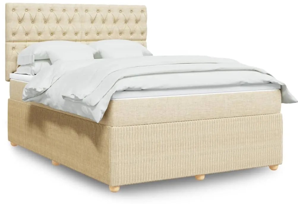vidaXL Κρεβάτι Boxspring με Στρώμα Κρεμ 160x200 εκ. Υφασμάτινο