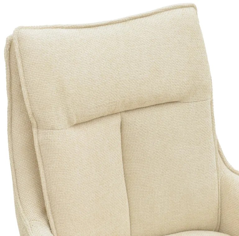 Πολυθρόνα Konelian pakoworld περιστρεφόμενη μπεζ ύφασμα με πόδι μετάλλου σε μαύρη απόχρωση 54x63x88εκ