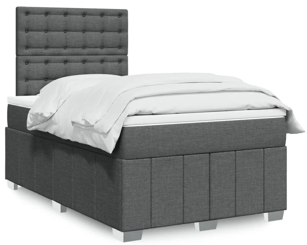 ΚΡΕΒΑΤΙ BOXSPRING ΜΕ ΣΤΡΩΜΑ ΣΚΟΥΡΟ ΓΚΡΙ 120X190 ΕΚ ΥΦΑΣΜΑΤΙΝΟ 3291622