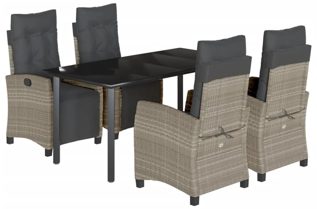 vidaXL Σετ Τραπεζαρίας Κήπου 5 τεμ. Αν. Γκρι Συνθ. Ρατάν με Μαξιλάρια