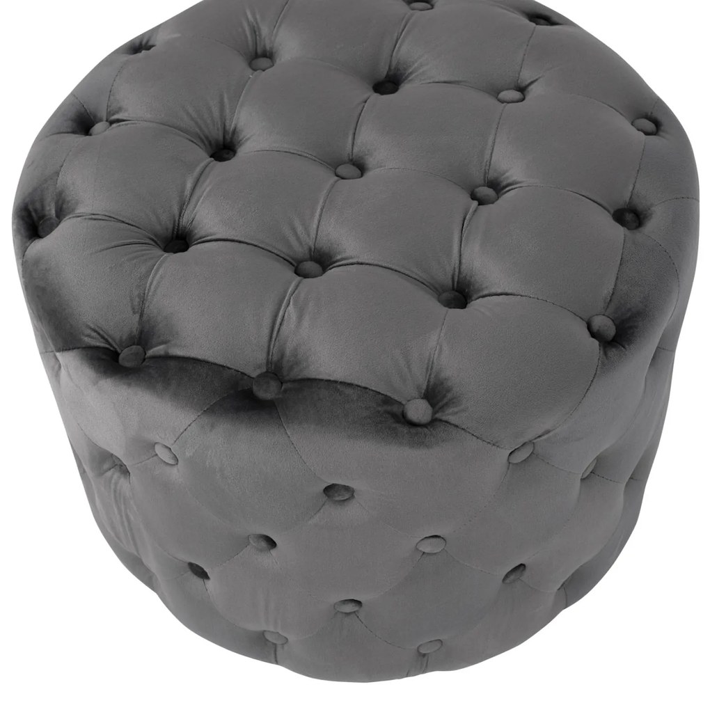 Σκαμπό KASSIE τύπου CHESTERFIELD Βελούδο Γκρί Φ60x43Υ εκ. 60x60x43 εκ.
