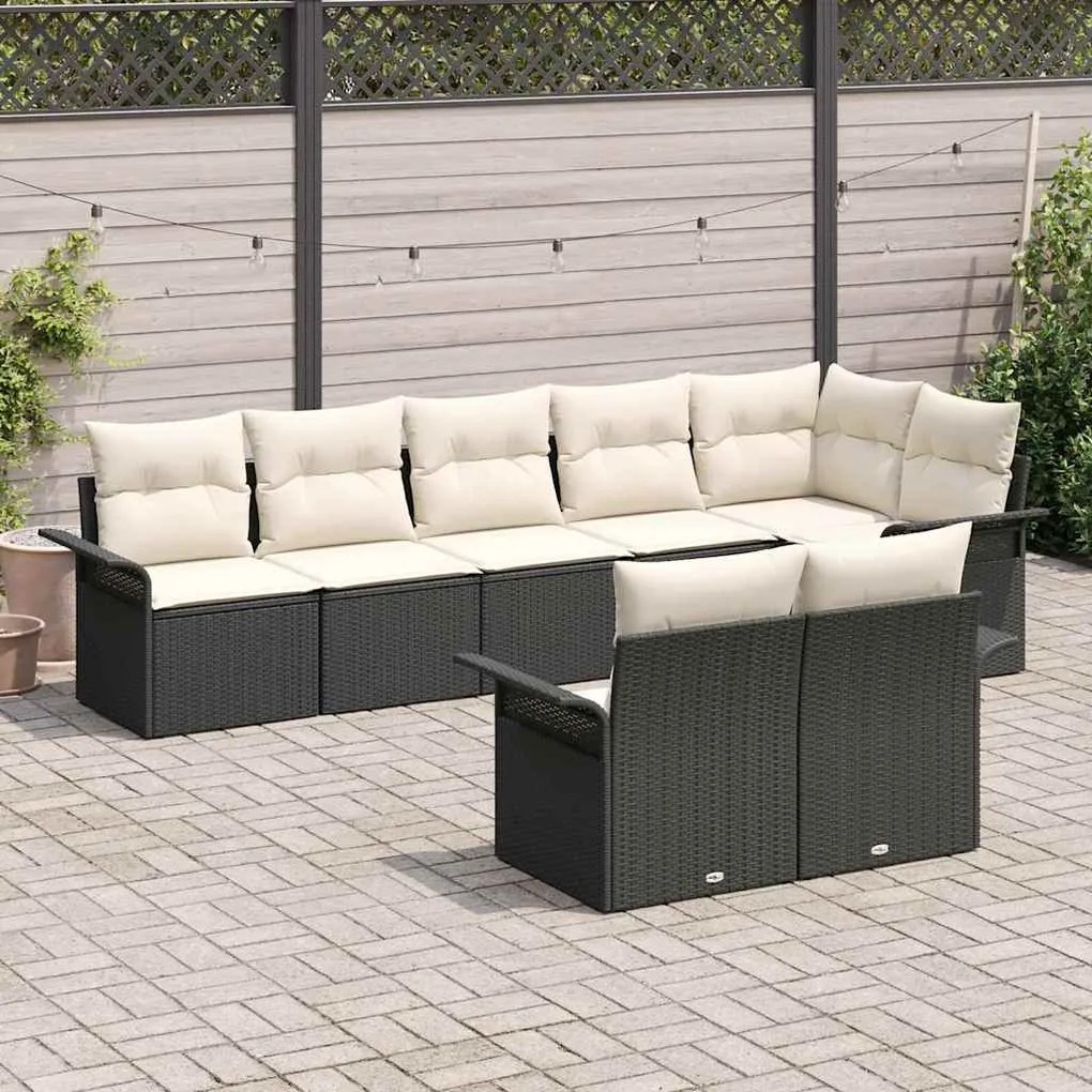 vidaXL Σετ Καναπέ Κήπου με μαξιλάρι 8 pcs Μαύρο Πολυ ράταν