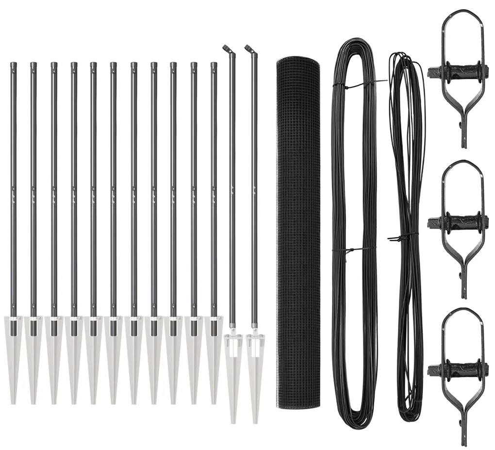 vidaXL Συρμάτινος Φράχτης με 13 Άγκυρες Γκρι 1.4x25 μ Steel