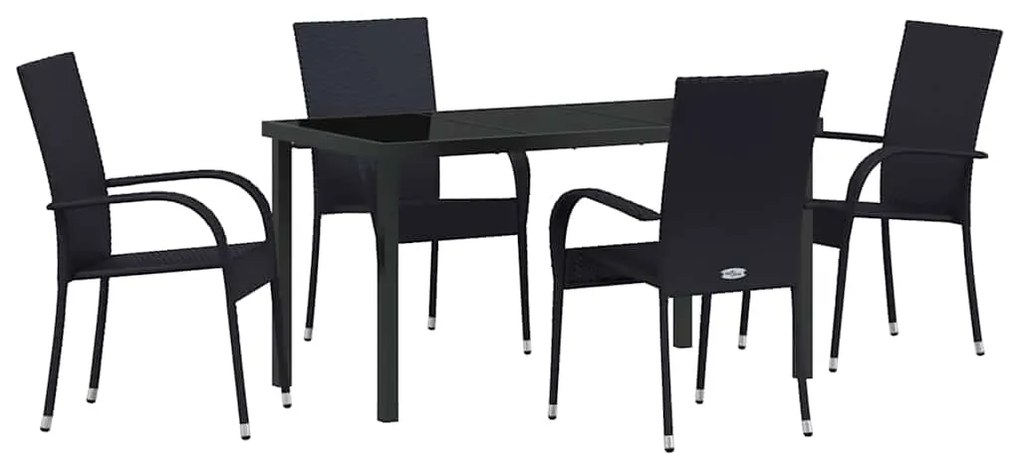 vidaXL Σέτ φαγητού για κήπο 5 pcs Μαύρο Χάλυβας με επίστρωση πούδρας