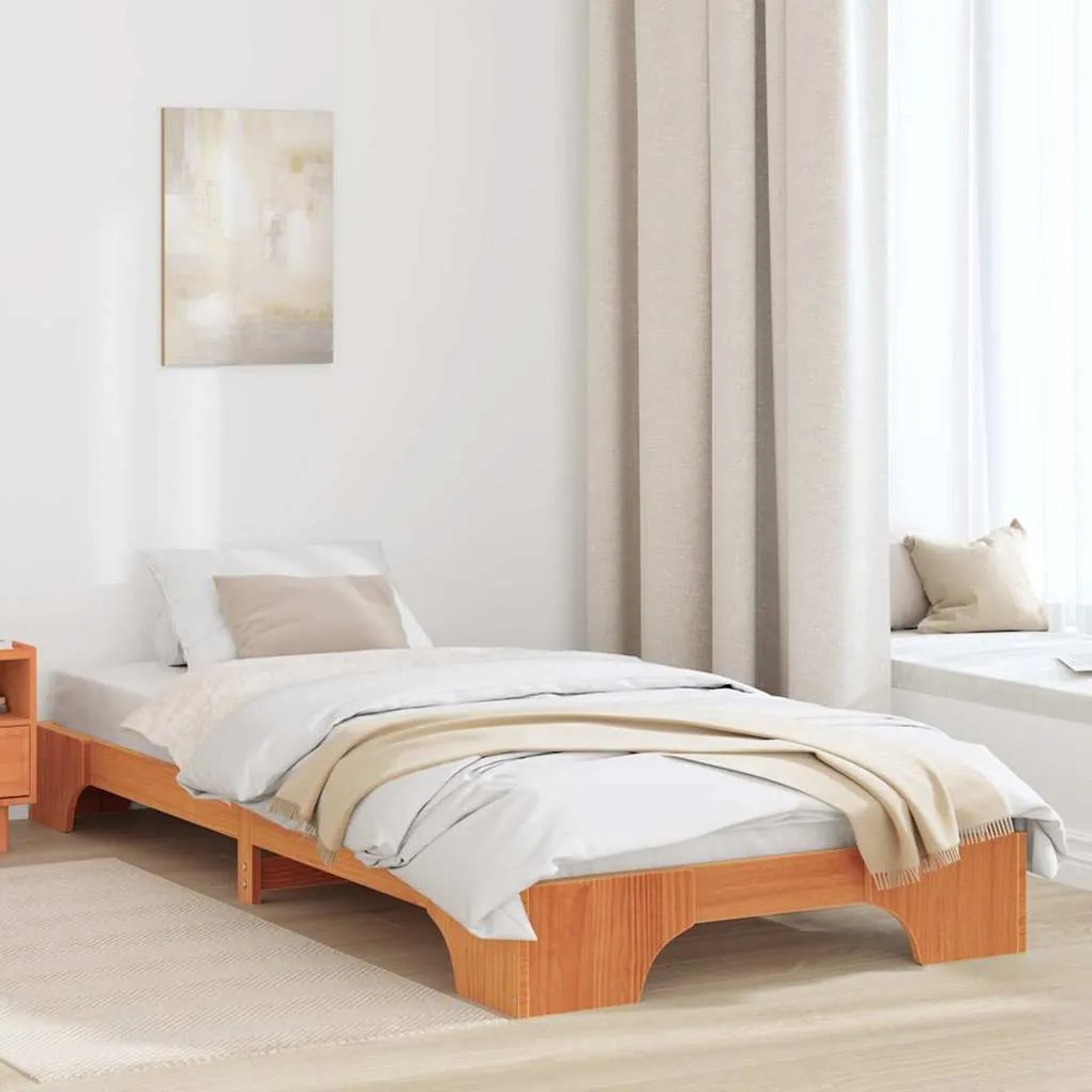 vidaXL Κρεβάτι Κερώδη Καφέ 90x190 cm από Μασίφ Ξύλο Πεύκου