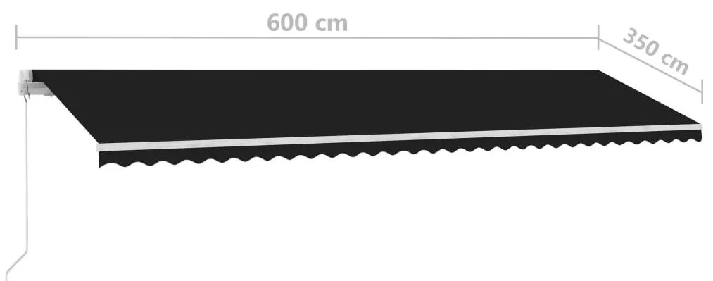Τέντα Συρόμενη Χειροκίνητη Ανεξάρτητη Ανθρακί 600x350εκ. - Ανθρακί