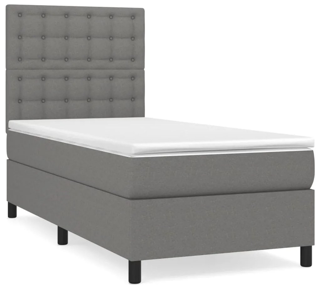 Κρεβάτι Boxspring με Στρώμα Σκούρο Γκρι 80x200 εκ. Υφασμάτινο - Γκρι