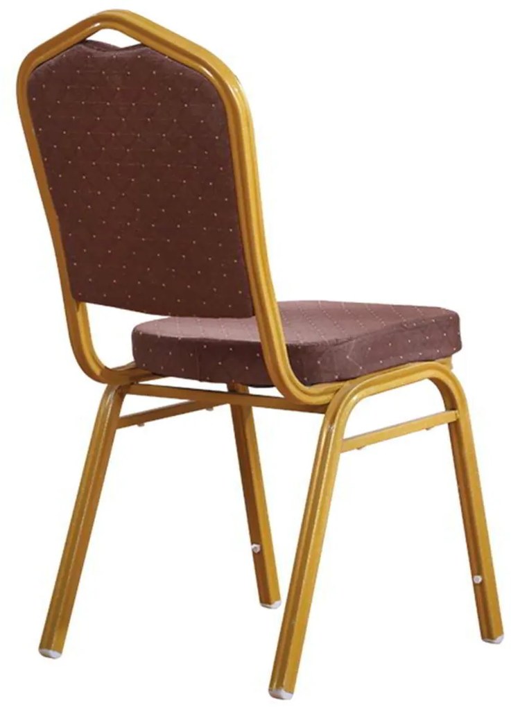 Καρέκλα HILTON Μεταλλική Gold/Ύφασμα Καφέ 44x55x93cm