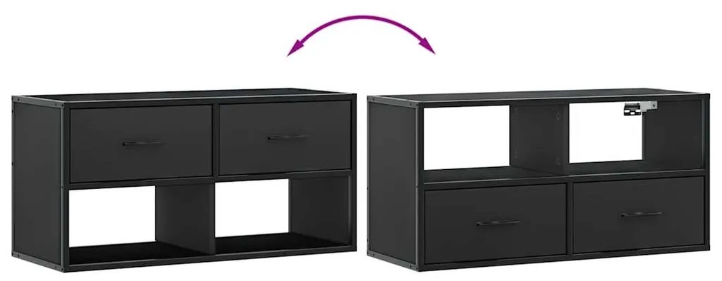 vidaXL Έπιπλο Τηλεόρασης Μαύρο 80x31x39,5 εκ. Επεξεργ. Ξύλο / Μέταλλο