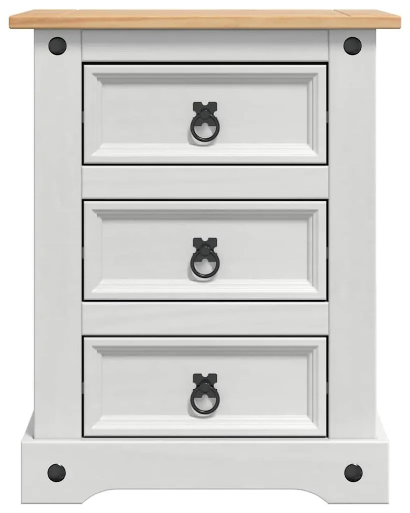 vidaXL Κομοδίνο με συρτάρι Λευκό 53 x 39 x 66 εκ Στερεά ξυλεία πεύκου