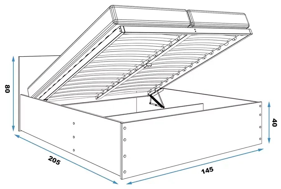 Κρεβάτι  Μπαούλο Panamax Grey με Στρώμα  140×200cm