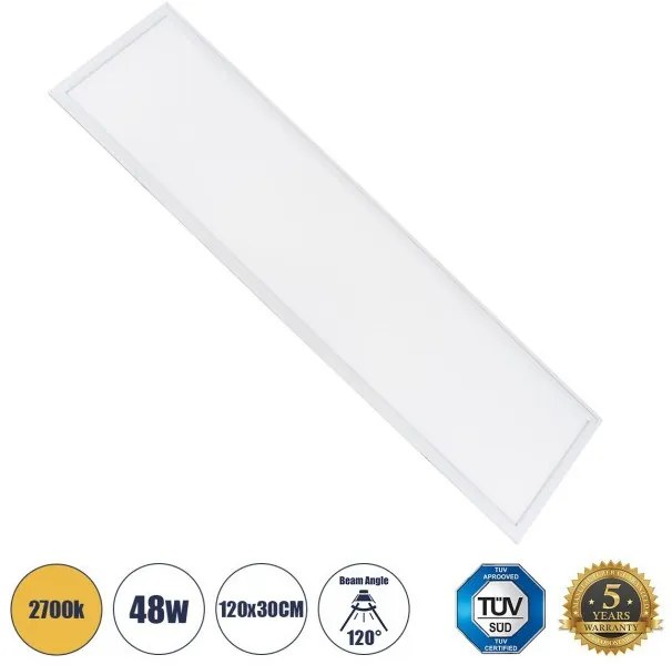 Χωνευτό Panel Milky Super Slim 48W 2700K IP20 Λευκό 60214 Globostar -60214-Λευκό 60214