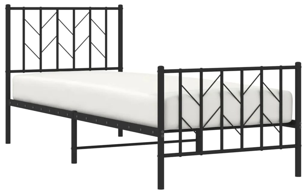 vidaXL Πλαίσιο Κρεβατιού με Κεφαλάρι/Ποδαρικό Μαύρο 80x200 εκ. Μέταλλο