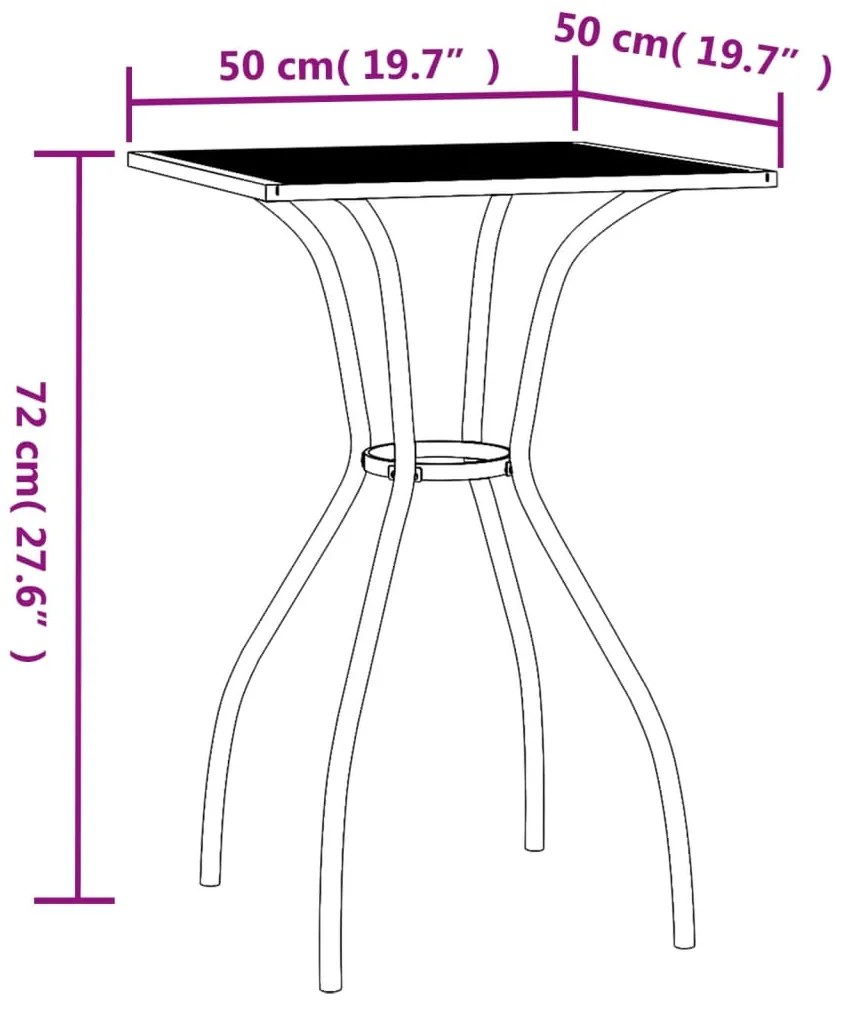 vidaXL Τραπέζι Κήπου Ανθρακί με Πλέγμα 50x50x7 εκ. Ατσάλινο