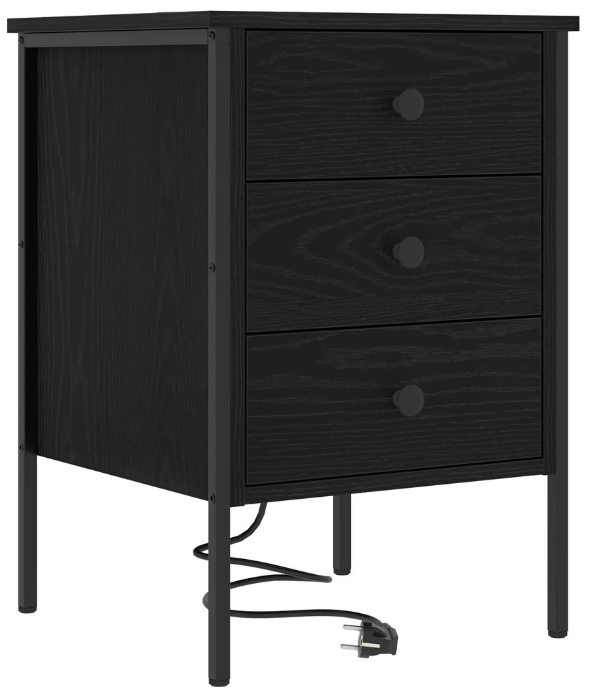 vidaXL Κομοδίνο Μαύρη δρυς 42 x 41 x 61 εκ Επεξεργασμένο ξύλο
