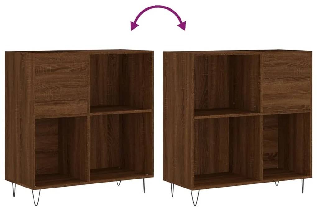 vidaXL Δισκοθήκη Καφέ Δρυς 84,5 x 38 x 89 εκ. από Επεξεργασμένο Ξύλο