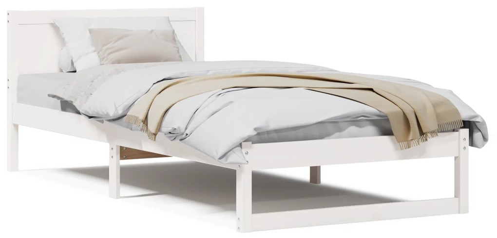 vidaXL Κρεβάτι Λευκό Ξύλο 90 x 200 cm Μινιμαλιστικό Κρεβάτι Ορθογώνιο
