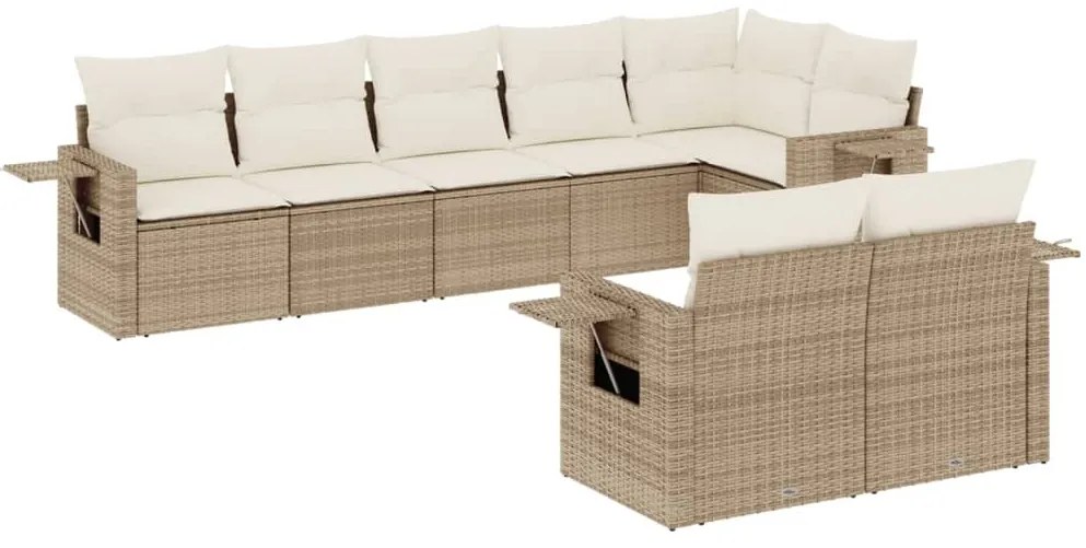 vidaXL Σαλόνι Κήπου Σετ 8 τεμ. Μπεζ Συνθετικό Ρατάν με Μαξιλάρια