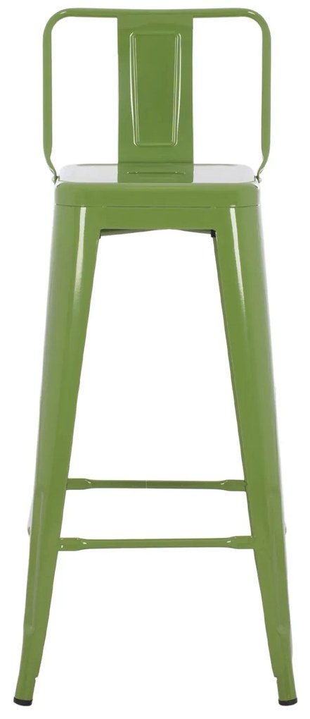 Σκαμπό bar με πλάτη μεταλλικό Melita-Pro light olive green 42x42x100Υ εκ.