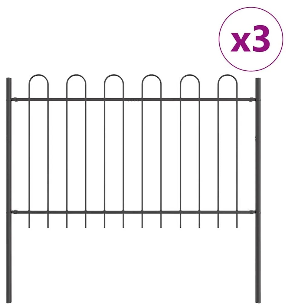 vidaXL Φράχτης Κήπου  Με Τόξο Γκρι 5.1x1.2 μ από Σίδηρο