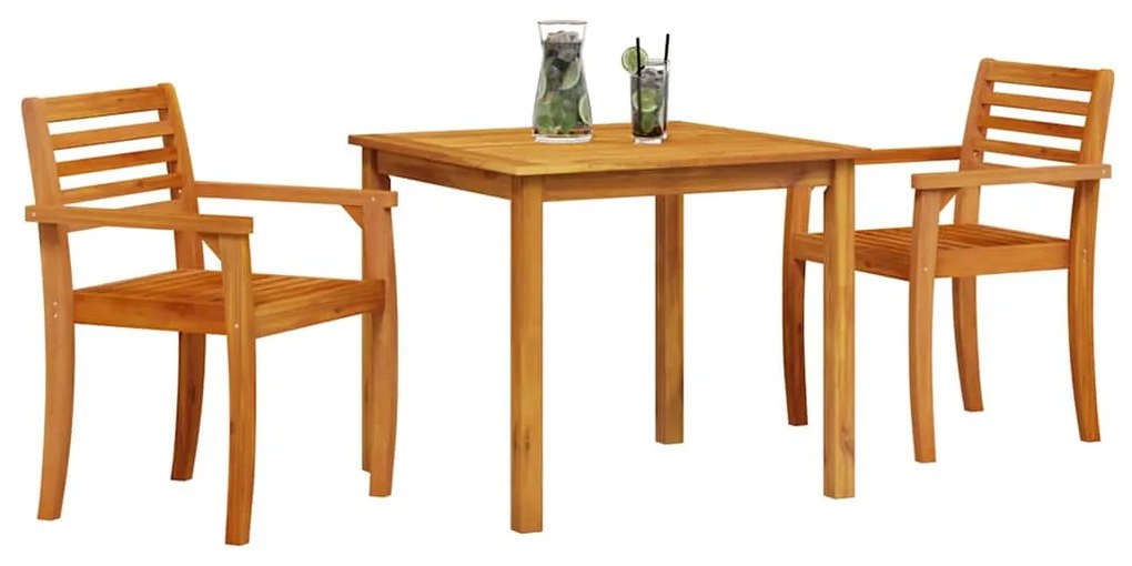 vidaXL Σέτ φαγητού για κήπο 3 pcs Καφέ Στερεό Ξύλο Ακακίας