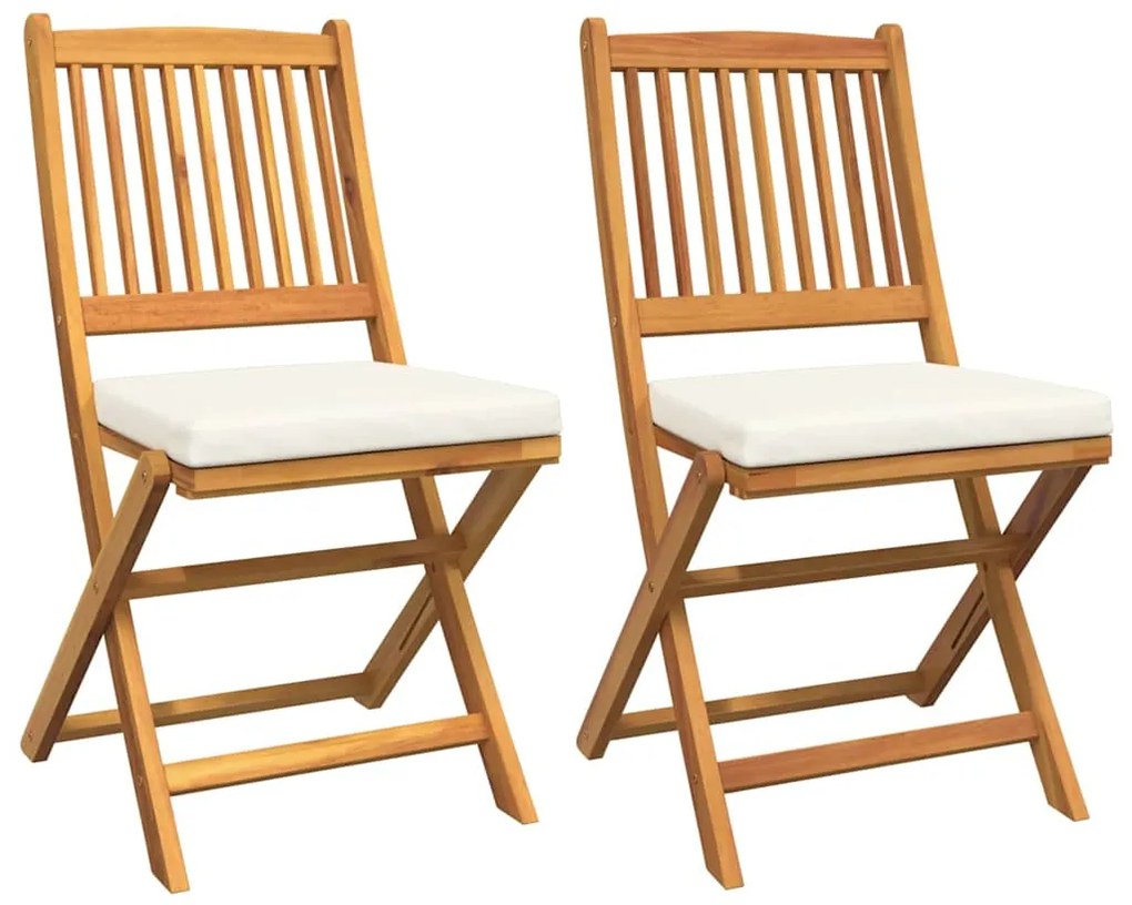 vidaXL Πτυσσόμενη Καρέκλα με μαξιλάρι 2 pcs Λευκό 49 x 57.5 x 92εκ