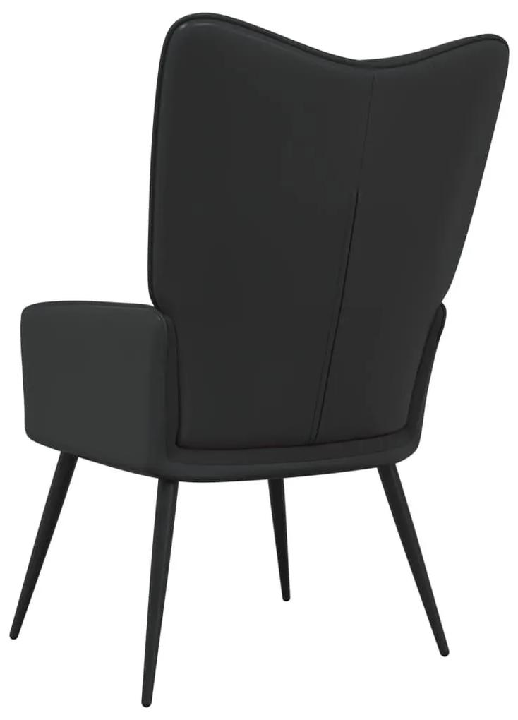 Πολυθρόνα Relax Μαύρη από Βελούδο και PVC - Μαύρο
