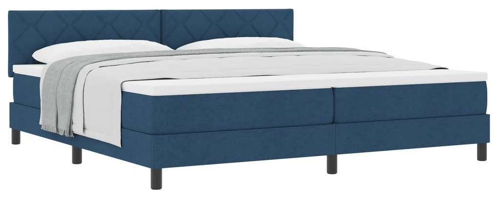 vidaXL Κρεβάτι Box Spring Με Στρώμα Μπλε 200x200 εκ. Ύφασμα