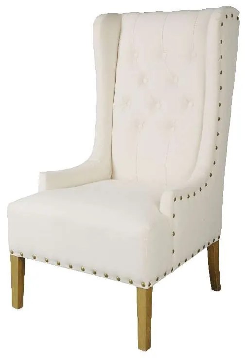 Καρέκλα με ψηλή πλάτη λευκό ύφασμα
