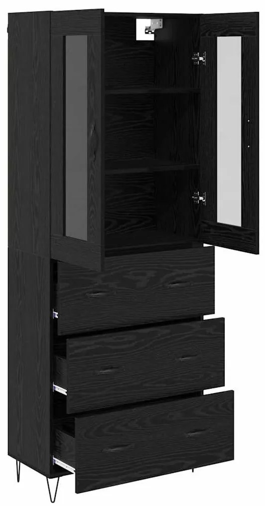 vidaXL Highboard Μαύρη Οξυά 69,5 x 34 x 90 εκ. Επεξεργασμένο ξύλο
