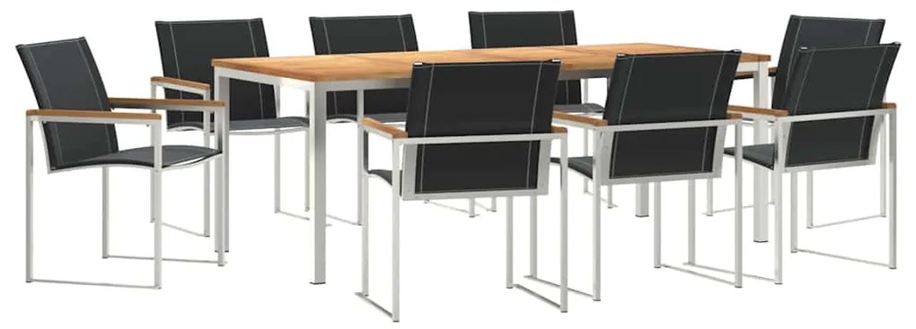 vidaXL Σέτ φαγητού για κήπο 9 pcs Σταθερό Ξύλο Ακακίας