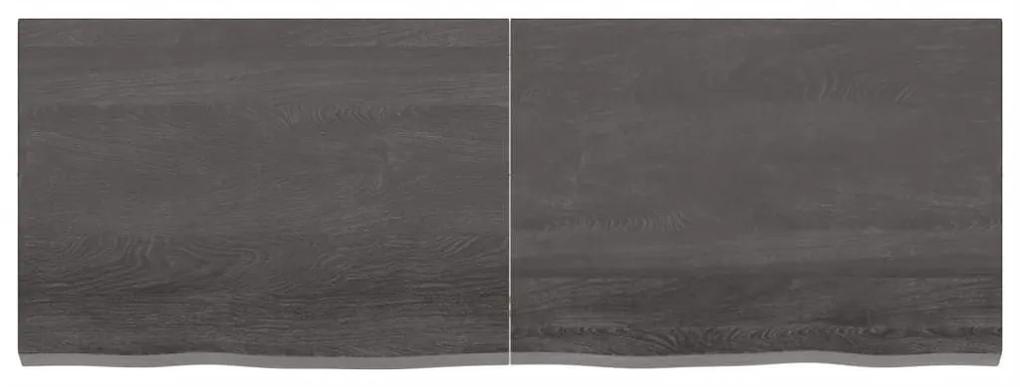 Ράφι Τοίχου Σκούρο Καφέ 140x50x(2-4) εκ. Επεξ. Μασίφ Ξύλο Δρυός - Καφέ