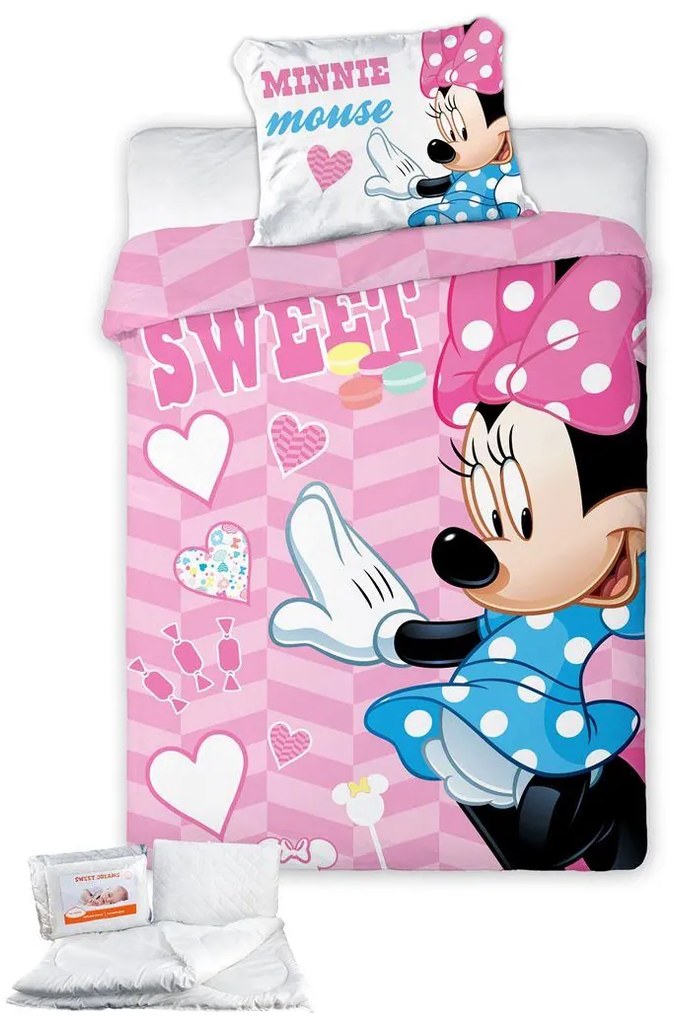 Σετ Κούνιας 4τμχ Βαμβακερό Minnie 581 Digital Print 100x135εκ. Disney DimCol