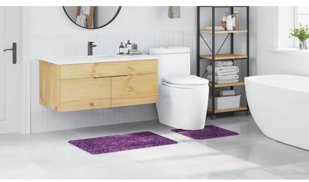 vidaXL Σετ Μάτ Μπάνιου Αντιολισθητικό 2 pcs Μοβ PP