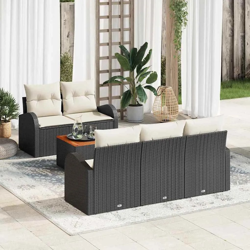 vidaXL Σετ Καναπέ Κήπου 6 pcs Μαύρος, λευκός