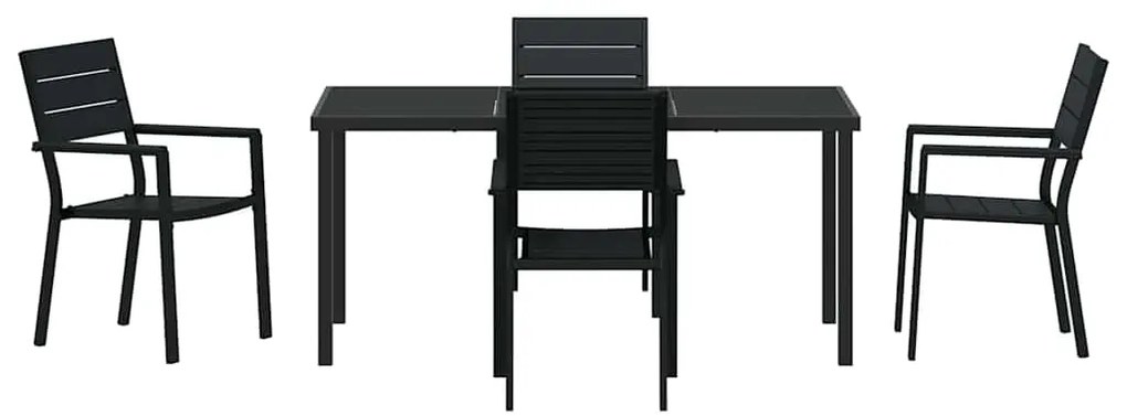 vidaXL Σέτ φαγητού για κήπο 5 pcs Μαύρο Χάλυβας με επίστρωση πούδρας