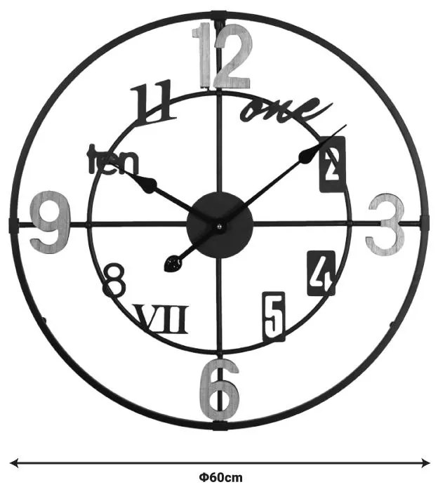 Ρολόι τοίχου Plusser Inart μέταλλο σε μαύρη απόχρωση 60x2.5x60εκ 60x2.5x60 εκ.