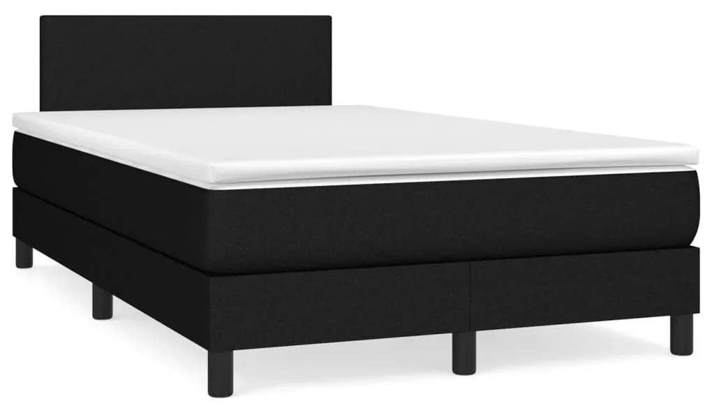 vidaXL Κρεβάτι Boxspring με Στρώμα & LED Μαύρο 120x190 εκ. Υφασμάτινο