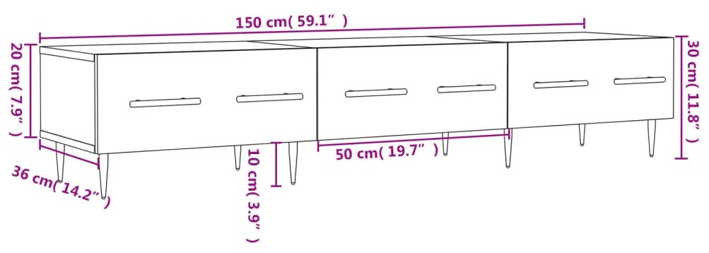 Έπιπλο Τηλεόρασης Γκρι Sonoma 150 x 36 x 30 εκ. Επεξεργ. Ξύλο - Γκρι