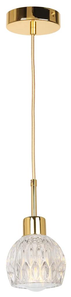 Φωτιστικό Κρεμαστό Μονόφωτο Γυάλινο-Χρυσό Ε27 Φ11x150cm