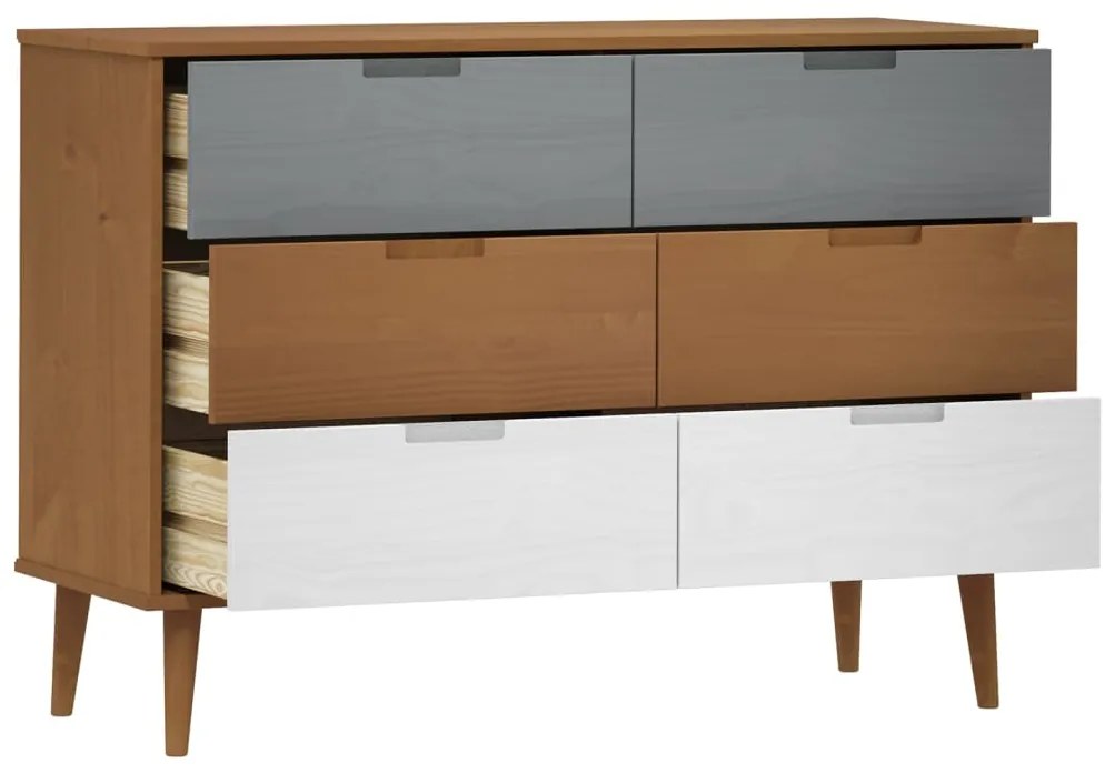 vidaXL Συρταριέρα MOLDE Καφέ 113 x 40 x 80 εκ. από Μασίφ Ξύλο Πεύκου