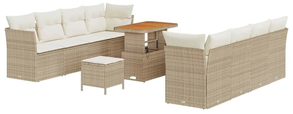 vidaXL Σετ Καναπέ Κήπου 11 pcs Μπεζ συνθετικό ρατάν