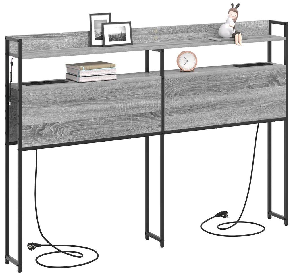 vidaXL Κεφαλάρι Αποθήκης με ράφι Γκρι sonoma 160 cm Επεξεργασμένο ξύλο