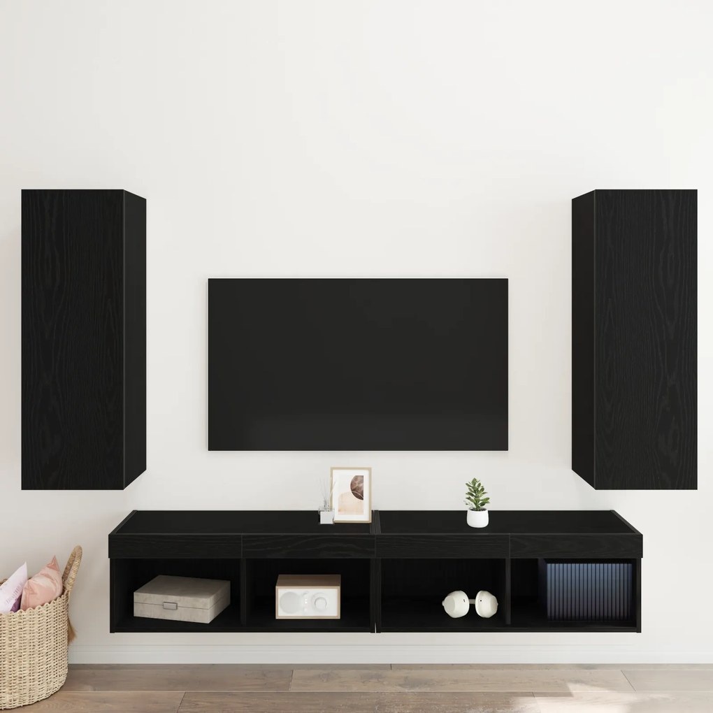 vidaXL Επιτοίχια Ραφιά - 2 τεμάχια, Μαύρη Δρυς, 30.5 x 30 x 90 εκ, Από Επεξεργασμένο Ξύλο