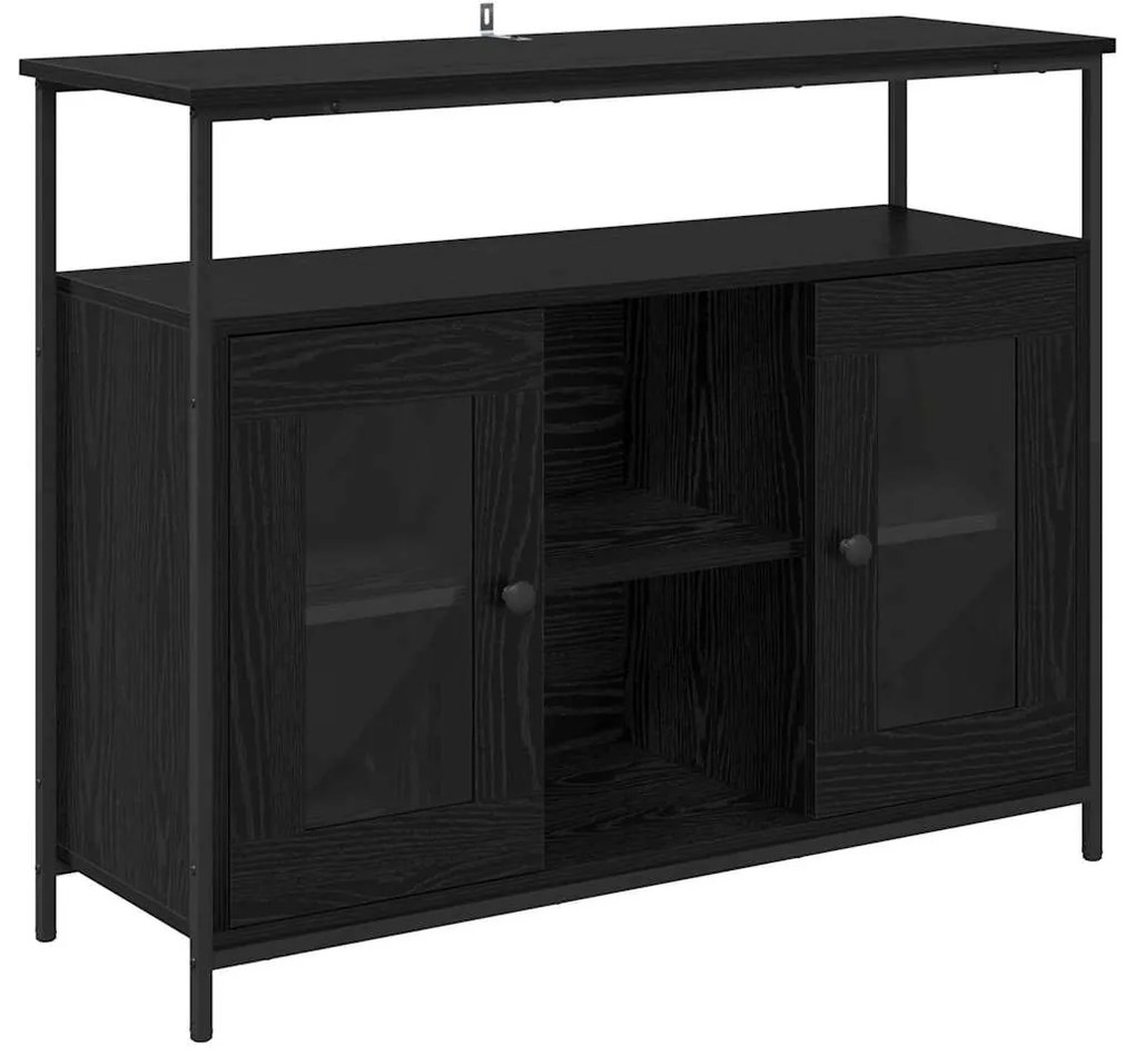 vidaXL Πλαϊνό γραφείο Μαύρη Οξυά 100 x 35 x 80 εκ. Επεξεργασμένο ξύλο