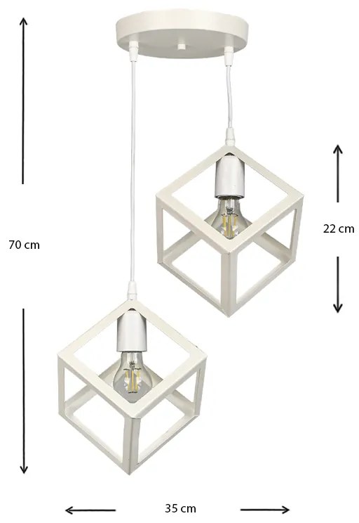 Φωτιστικό οροφής Thora Megapap E27 μεταλλικό δίφωτο χρώμα λευκό 22x22x70εκ. - GP030-0046,2