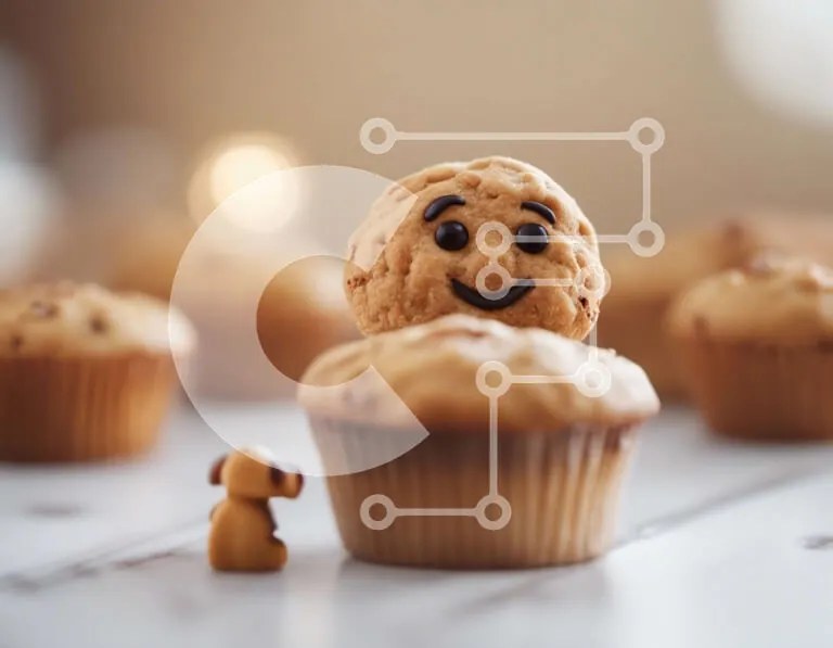 Intra Συλλεκτικό Ξύλινο Παζλ Plywood  4mm - Αξιολάτρευτο Cupcake με χαμογελαστό πρόσωπο και σκυλιά Σε Ξύλινο Κουτί - Διαστάσεις: 10x10 cm – 25 κομμάτια