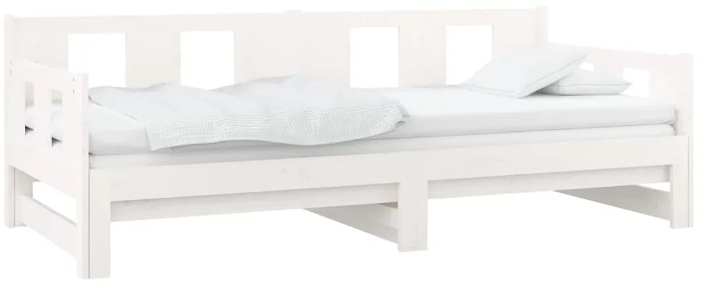 vidaXL Καναπές Κρεβάτι Συρόμενος Λευκός 2x(80x200) εκ. από Μασίφ Πεύκο